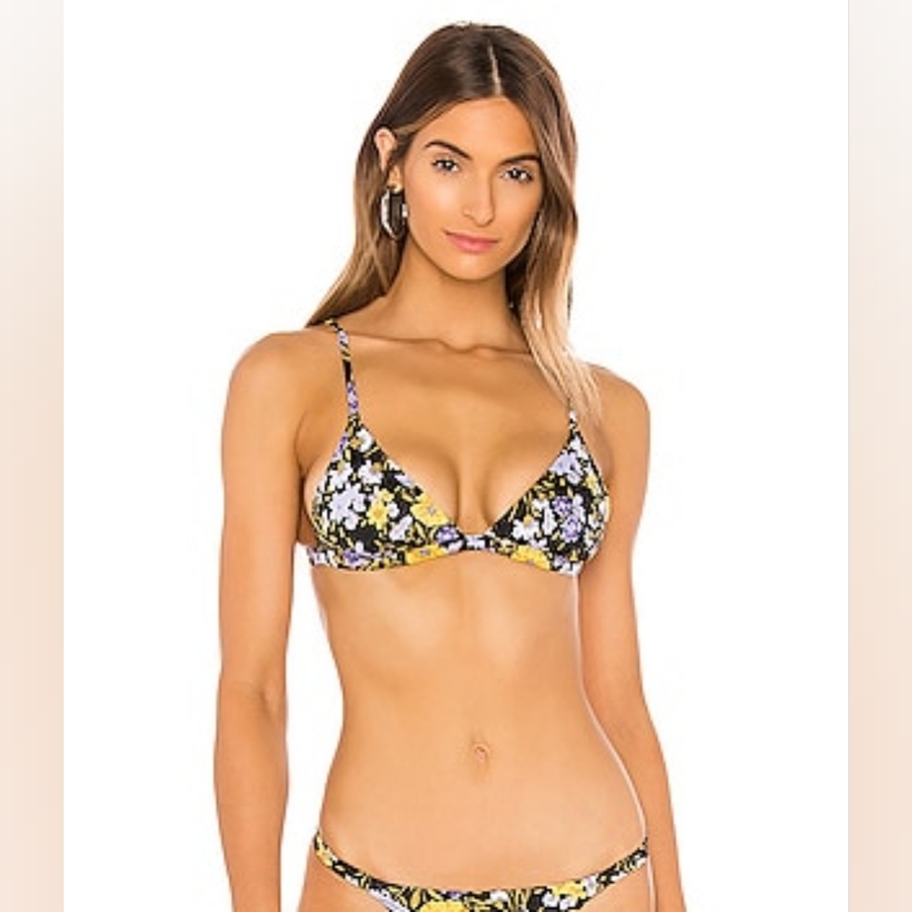 Tori Praver Bianca  floral Triangle Bikini Top
